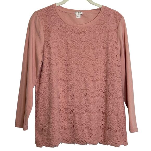 J Crew Factory Top Pink w/ Lace Overlay - Picture 1 of 5